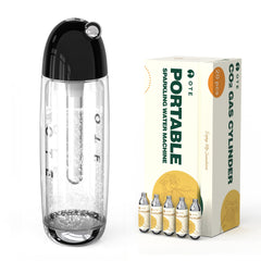 OTE 450ml Bärbar mousserande vatten Maker, Soda Maker Machine för hemmet, kolbonad vatten maskin ingen el, Dubbla lager PET flaska, BPA gratis (Inkludera 20 PCS gascylinder)