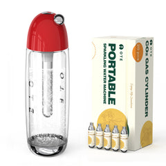 OTE 450ml Bärbar mousserande vatten Maker, Soda Maker Machine för hemmet, kolbonad vatten maskin ingen el, Dubbla lager PET flaska, BPA gratis (Inkludera 20 PCS gascylinder)