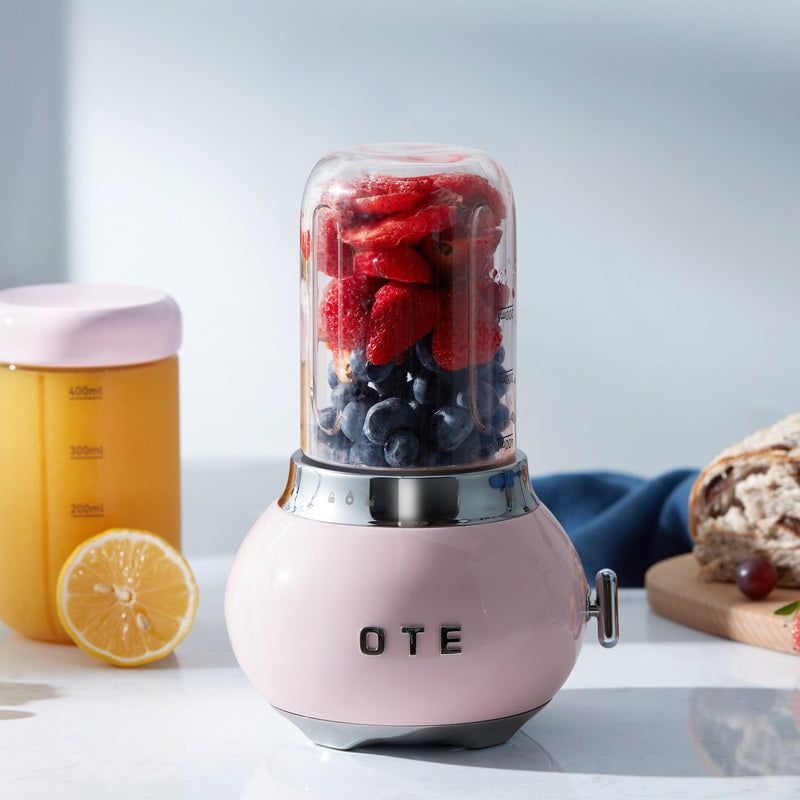 OTE Smoothie make mixer, Retro Kitchen Liten glasblandare för shakes och smoothies, med 400 ml glas