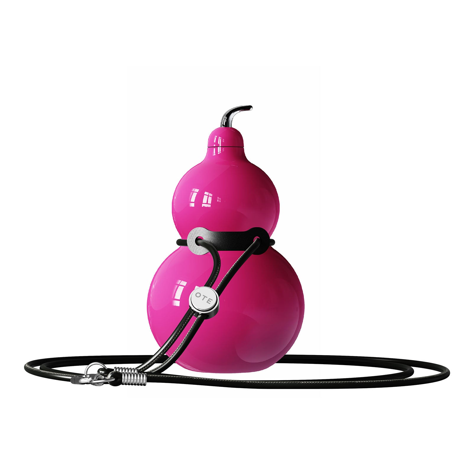 OTE Gourdflaska i rostfritt stål, vattenflaska i metall med axelrem, bärbar och hållbar sportvattenflaska i gourd för gym, resor och daglig användning, 300 ml