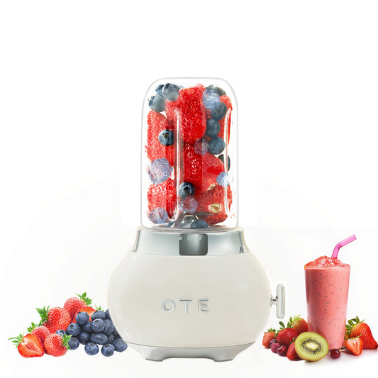 OTE Smoothie make mixer, Retro Kitchen Liten glasblandare för shakes och smoothies, med 400 ml glas