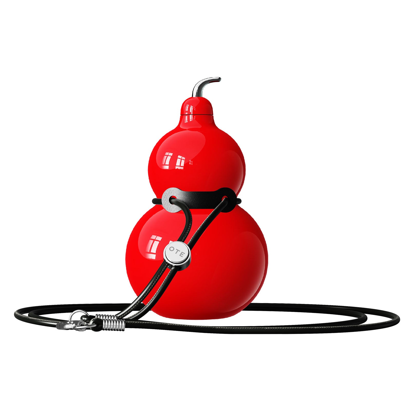 OTE Gourdflaska i rostfritt stål, vattenflaska i metall med axelrem, bärbar och hållbar sportvattenflaska i gourd för gym, resor och daglig användning, 300 ml