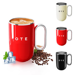 KaffeMugg med handtag, 12oz/8oz(350/220ml) Isolerad rostfritt stål kaffe Mugg Travel Mugg, Dubbel vägg Vakuum Återanvändbar kaffe kopp