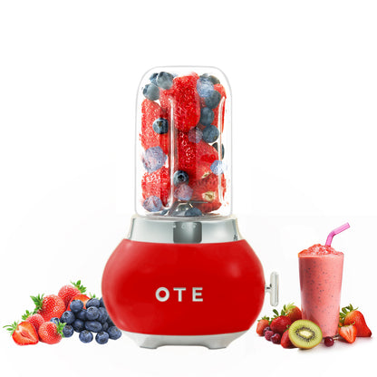 OTE Smoothie make mixer, Retro Kitchen Liten glasblandare för shakes och smoothies, med 400 ml glas