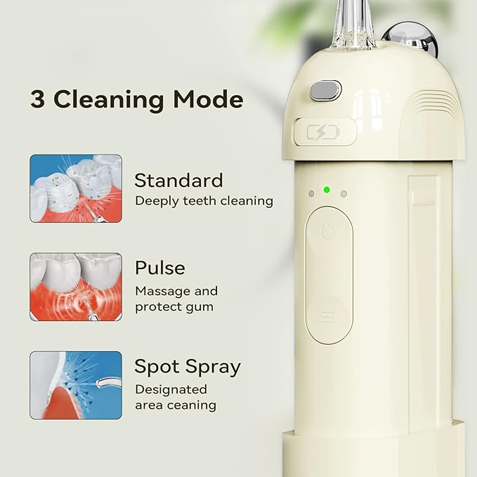 Vattenflossers Trådlösa för tänder - OTE Portable Water Flosser - Mini Power Dental Flossers Rechargeable för resor och hem, 3 lägen &amp; IPX7 vattentät, oral bevattnare för tänder, tandkött, tandställning vård